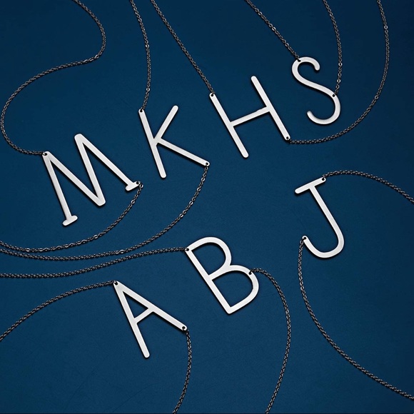 Silver Initial Stainless Steel Pendant Necklace - Picture 3 of 4